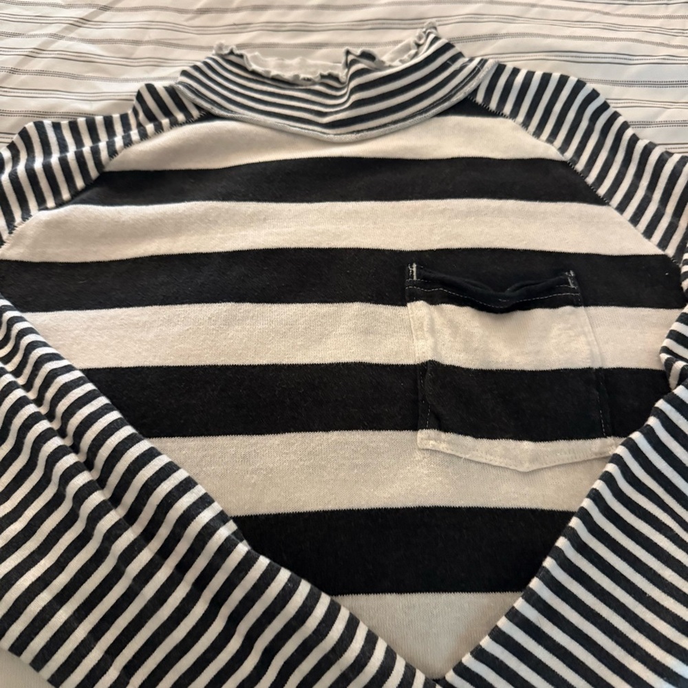 Black and white Free People long sleeve shirt